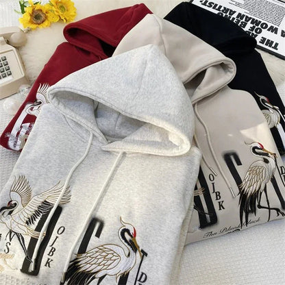 Herren Kapuzenpullover im chinesischen Stil mit Druck und Taschen