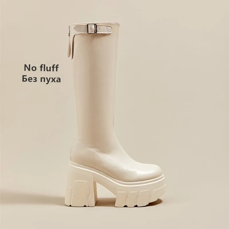 AIYUQI Women's Rider Boots 2025 New Platform High Heel Women Roman Boots Skinny Heel High 11cm Women's Long Boots