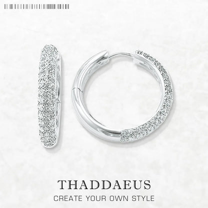 Damen-Creolen klappbar mit Pavé-Zirkonia aus Sterlingsilber