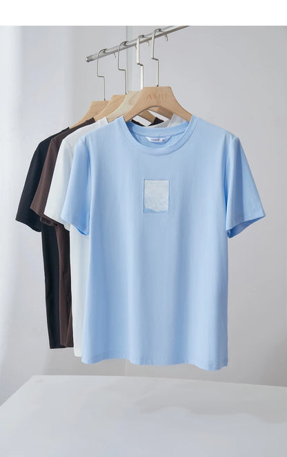 Damen T-Shirt aus Baumwolle mit lässigem O-Ausschnitt und modischer Stickerei