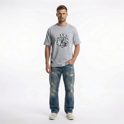 Hautfreundliches Herren T Shirt Mit Worker Motiv Aus Hochwertiger Baumwolle