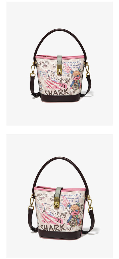 Lady Handbag Aus PU Leather Crossbody Bag Office Prints