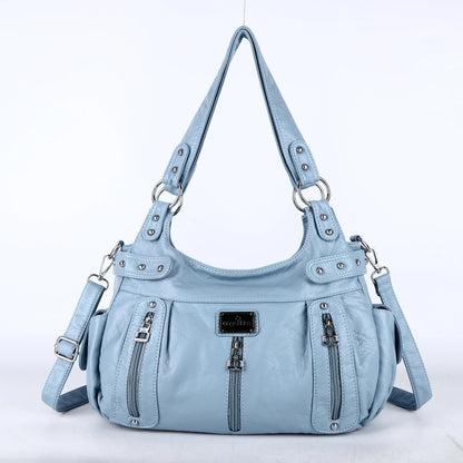 Damen-Schultertasche aus PU-Material Mit Großem Fassungsvermögen und Reißverschluss für Alltag und Freizeit