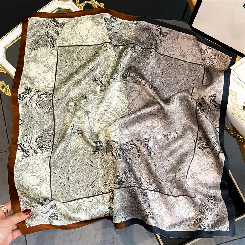Damen Seidenschal quadratisch 70cm Halstuch Bandana Hijab Pashmina F