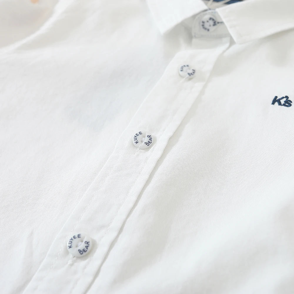 Kinder Jungen Langarm Weiß T-Shirt Frühling Herbst Turndown Kragen Hemd Kinder Schuluniform Baumwolle Kleidung