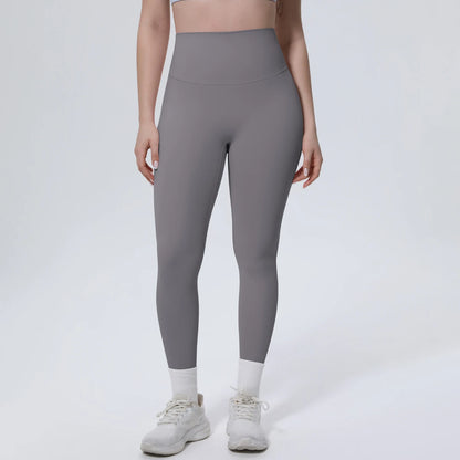 Hamidou Yoga-Leggings mit hohem Bund und Peach-Po-Effekt, hellgrau