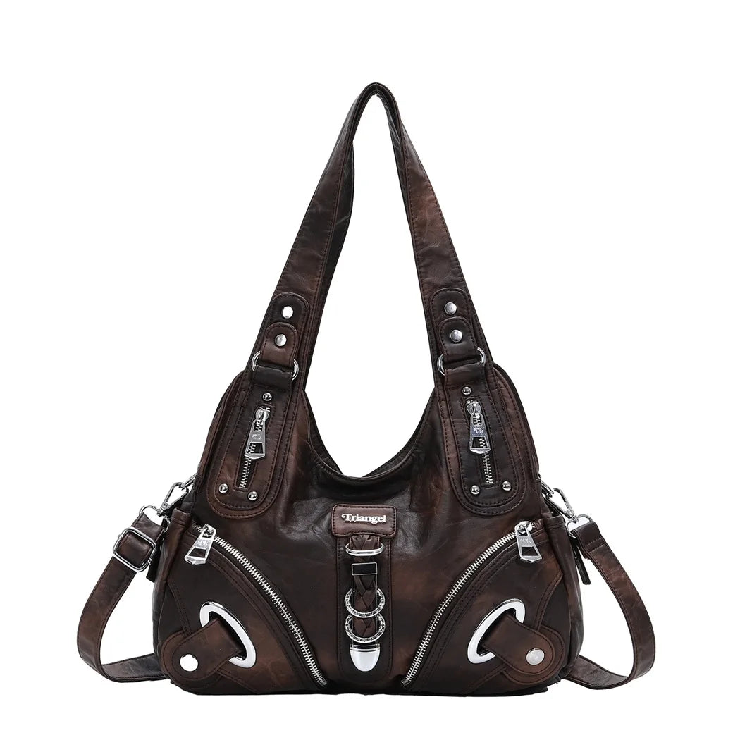 Damen-Schultertasche mit Leopardenmuster und Top-Handle Tragegriff für Alltag und Freizeit Vielseitig