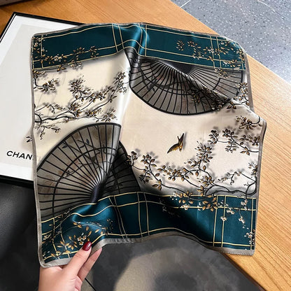 Damen Seidenschal quadratisch Luxus Haarband Halstuch Krawatte Handgelenk Bandana