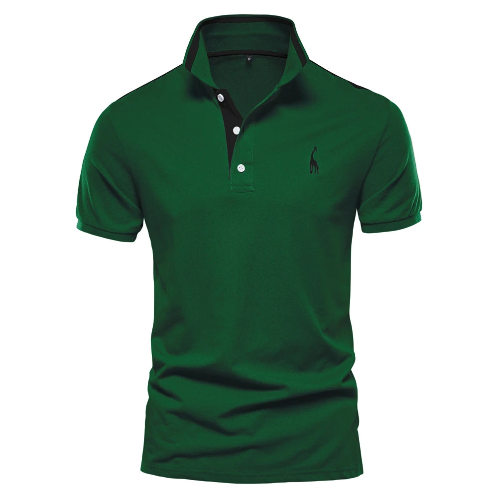 Premium Herren Polo Shirt Feuchteregulierend Mit Giraffenstickerei