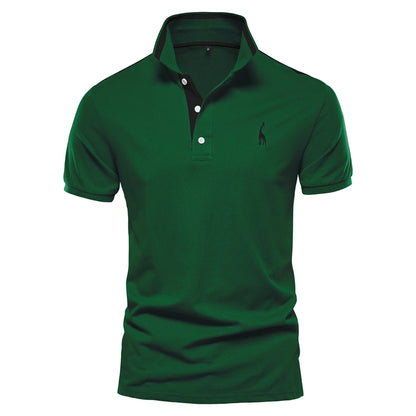 Premium Herren Polo Shirt Feuchteregulierend Mit Giraffenstickerei