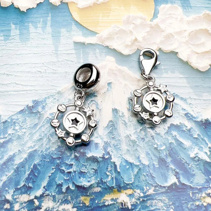 Damen-Charm-Anhänger Mondphasen handgefertigt aus Sterlingsilber