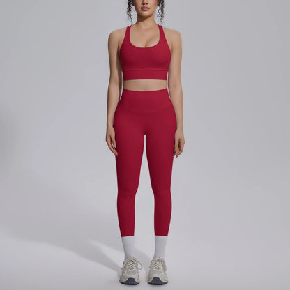 Yoga Set Für Frauen Mit Crossback Top Und Hochtaillierter Hose