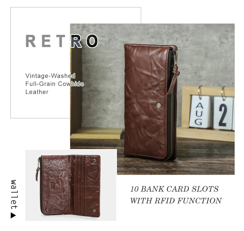 Herren Echtleder Geldbörse Bifold Vintage natürlich gewaschen Kartenhalter Reise