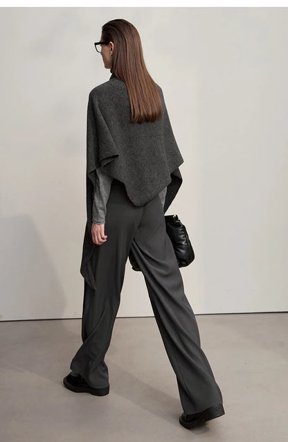 Damen V-Ausschnitt Strickkleid A-Linie ärmellos Herbst-Winter