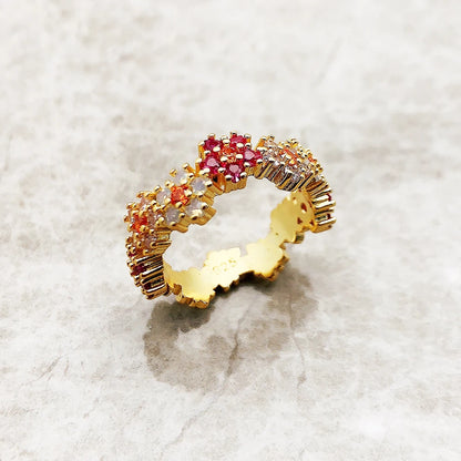 Damen-Ring Blumen bunte Steine romantisch aus Sterlingsilber