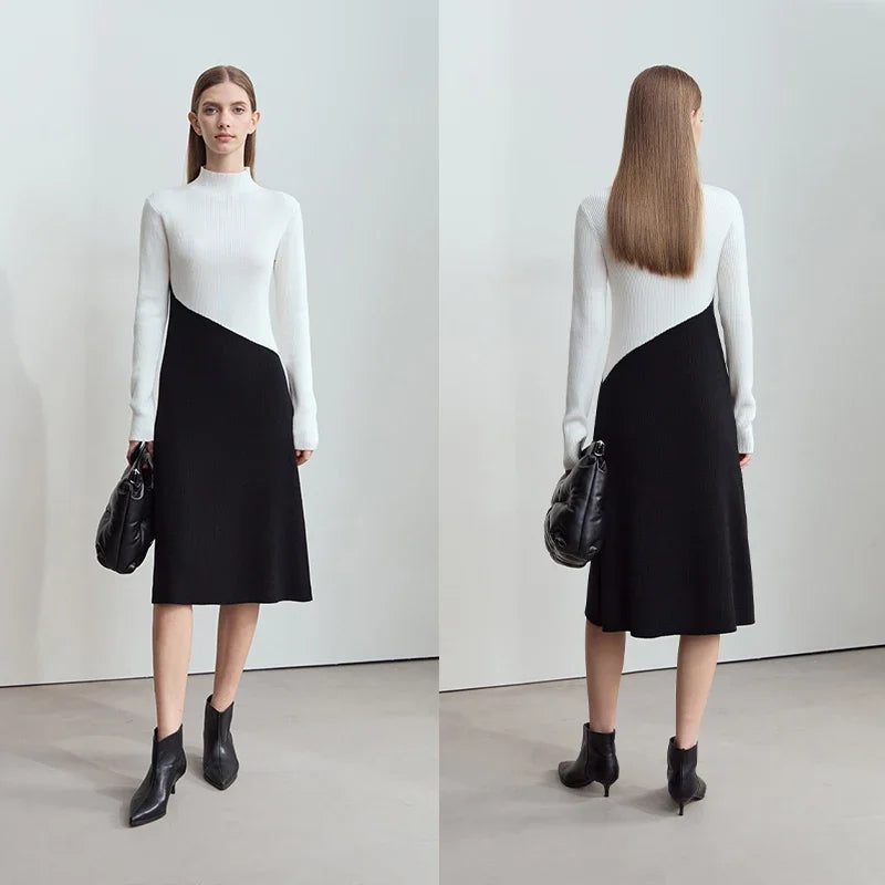 Elegantes Langarm Strickkleid Für Damen Warm Kälteschutz