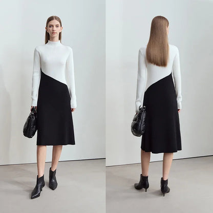 Elegantes Langarm Strickkleid Für Damen Warm Kälteschutz