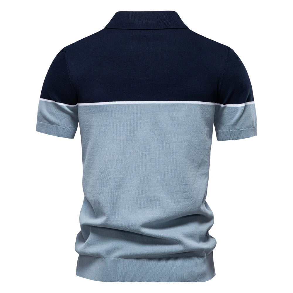 Herren Poloshirt Slim Fit Atmungsaktiv Mit Farbblock Leicht