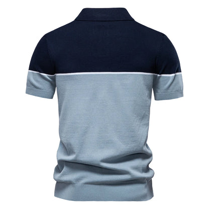 Herren Poloshirt Slim Fit Atmungsaktiv Mit Farbblock Leicht