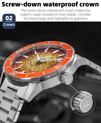 Herren-Taucheruhr mit Miyota-9015-Automatikwerk und Saphirglas