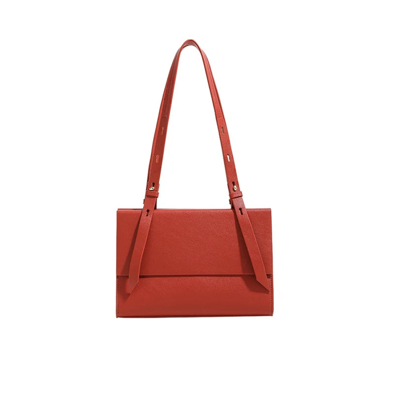 Schultertasche Aus Kuh-Spaltleder In Rot | Elegant