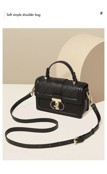 Damen Top-handle Tasche aus Split Leder mit Diamant-Gitter