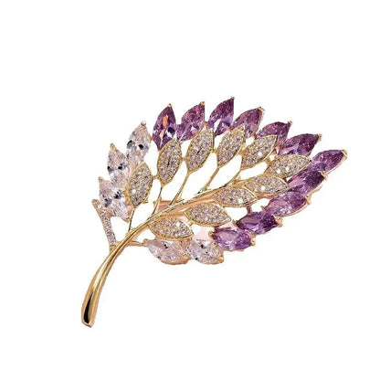 Brosche Kristall Blatt Pflanze Strass Glänzend Boutique Abzeichen Damen