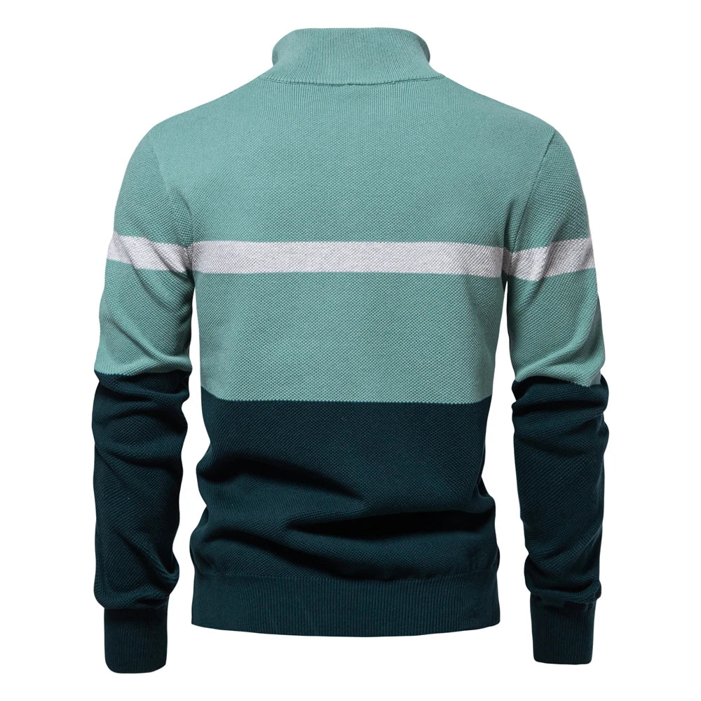 Herren Pullover aus hochwertiger Baumwolle mit Reißverschluss im Mock Neck Stil