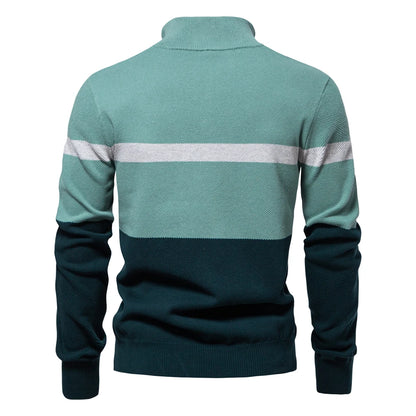 Herren Pullover aus hochwertiger Baumwolle mit Reißverschluss im Mock Neck Stil