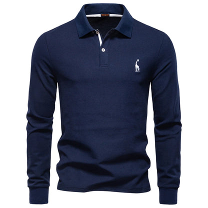Premium Langarm Poloshirt Herren Atmungsaktiver Baumwollmix