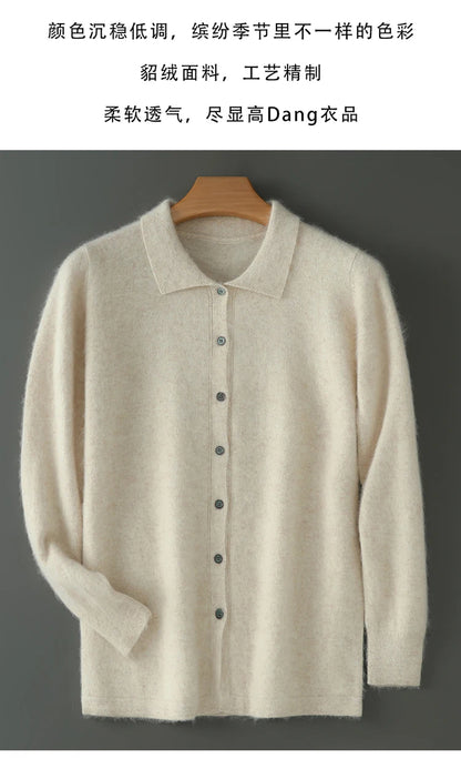Maillard Polo-Kragen-Pullover für Herren, Herbst/Winter 2024, lässige Business-Männer, 100 % reiner Nerz-Kaschmir-Strickjacke, große Strickjacke