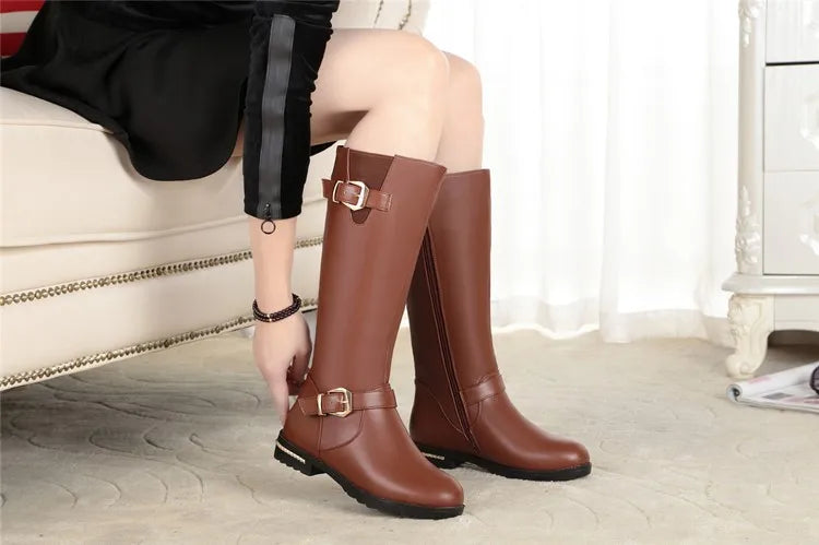 AIYUQI High Boots Female Genuine Leather 2024 New Natural Wool Warm Women Winter Boots Large Size Female Rider Boots