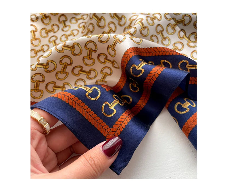 Damen Seidensatin Schal Tasche Kopf Bandana Halsschal klein quadratisch Luxus E