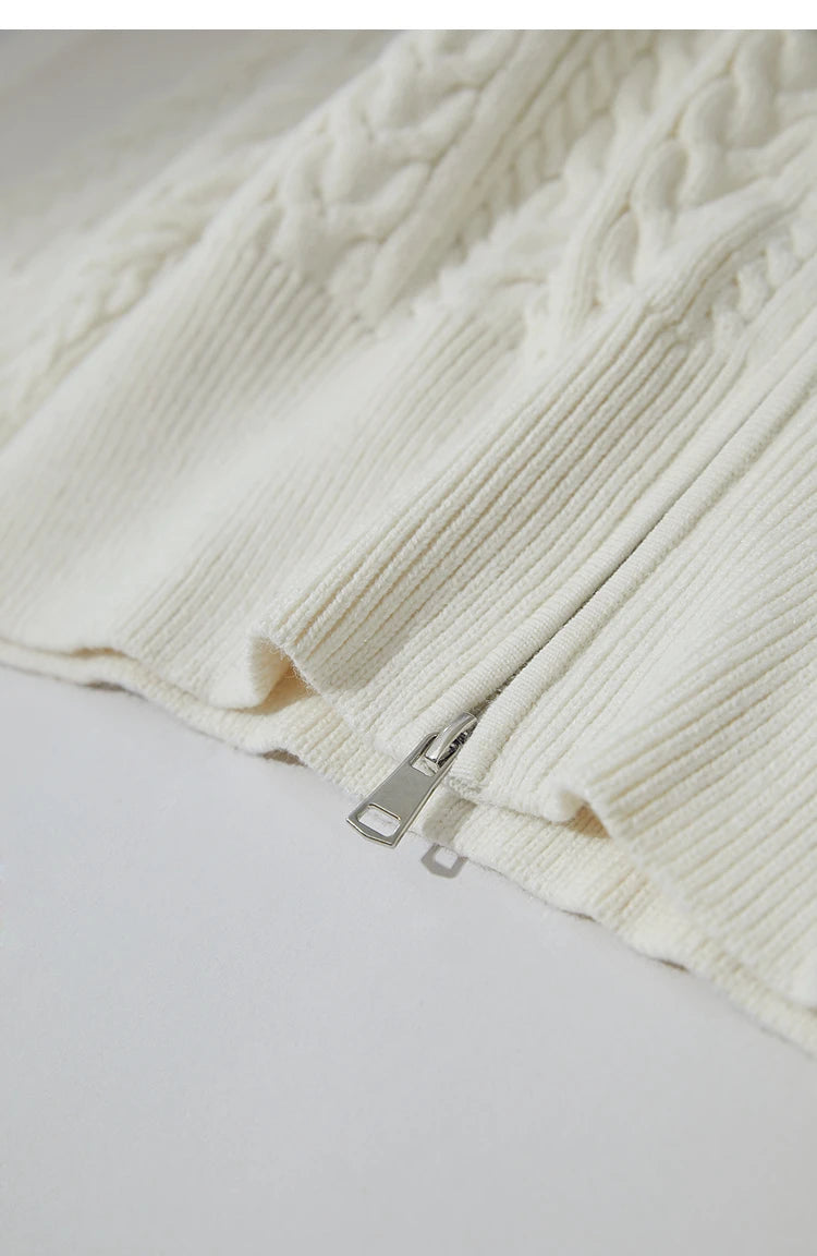 Damen-Rollkragen-Strickjacke Reißverschluss schlank Herbst