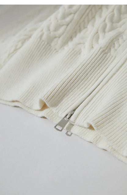 Damen-Rollkragen-Strickjacke Reißverschluss schlank Herbst