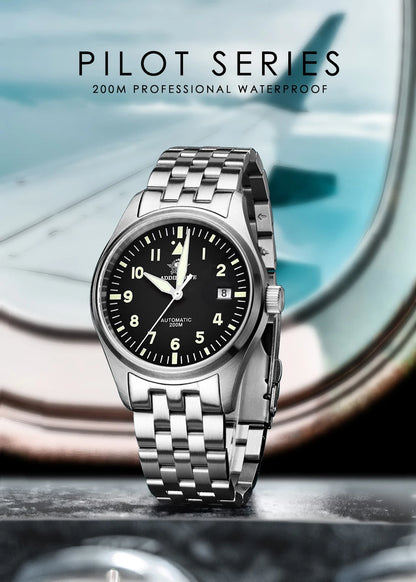 AD2519 Herren Klassik-Automatikuhr 200m 316L Edelstahl C3 Leuchtzeiger Vintage