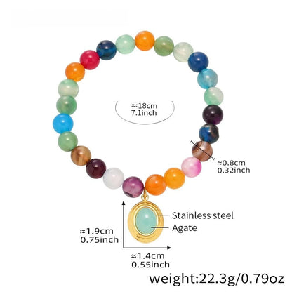 Damen-Armband mit Achat-Naturstein aus Edelstahl