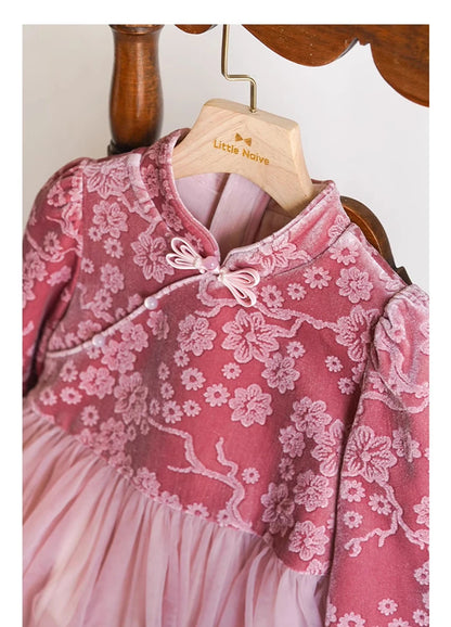 Schwarzes Patchwork-Kleid mit Pailletten für Mädchen – Herbstliches, modisches Design für Kinder von 110cm bis 160cm