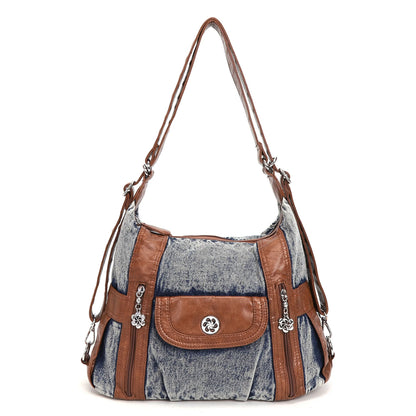 Damen-Schultertasche aus PU-Leder mit Mehrfachfächern, Handyfach und Geldbörse, Alltagstauglich