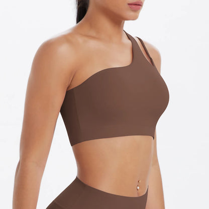 Damen-Yoga-BH mit Brustpolster, schlichter Schnitt, braun