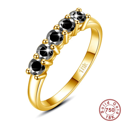 Damen-Ring aus 18K Gelbgold mit fünf Moissaniten und Echtheitszertifikat, Luxus Schmuckstück für Verlobung oder Hochzeit