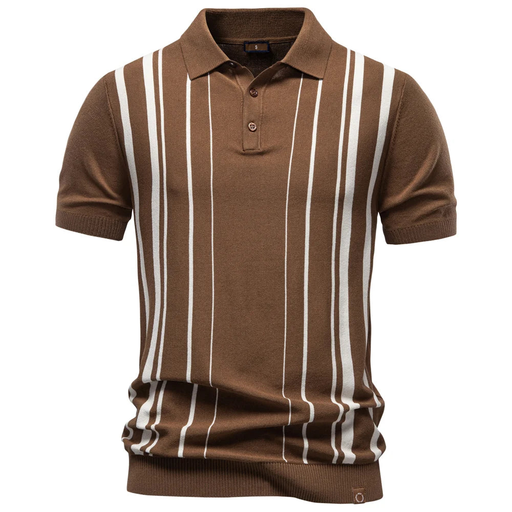 Gestreiftes Poloshirt Für Herren Mit Old Money Stil Und Atmungsaktiv