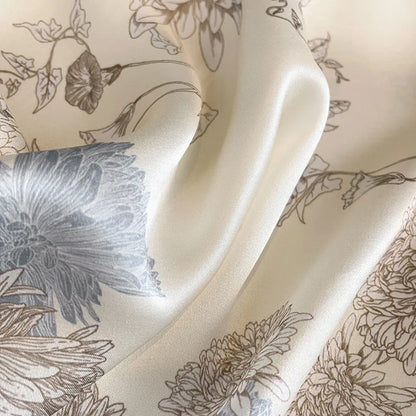 Damen Seidenschal 53cm Blumen quadratisch Satin Wrap Haarband Kopftuch Bandana