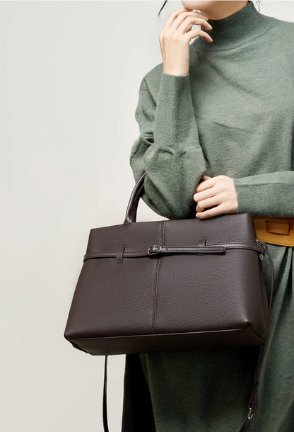 Leder-Top-Handle Tote | Vollnarbenleder Silberbeschläge