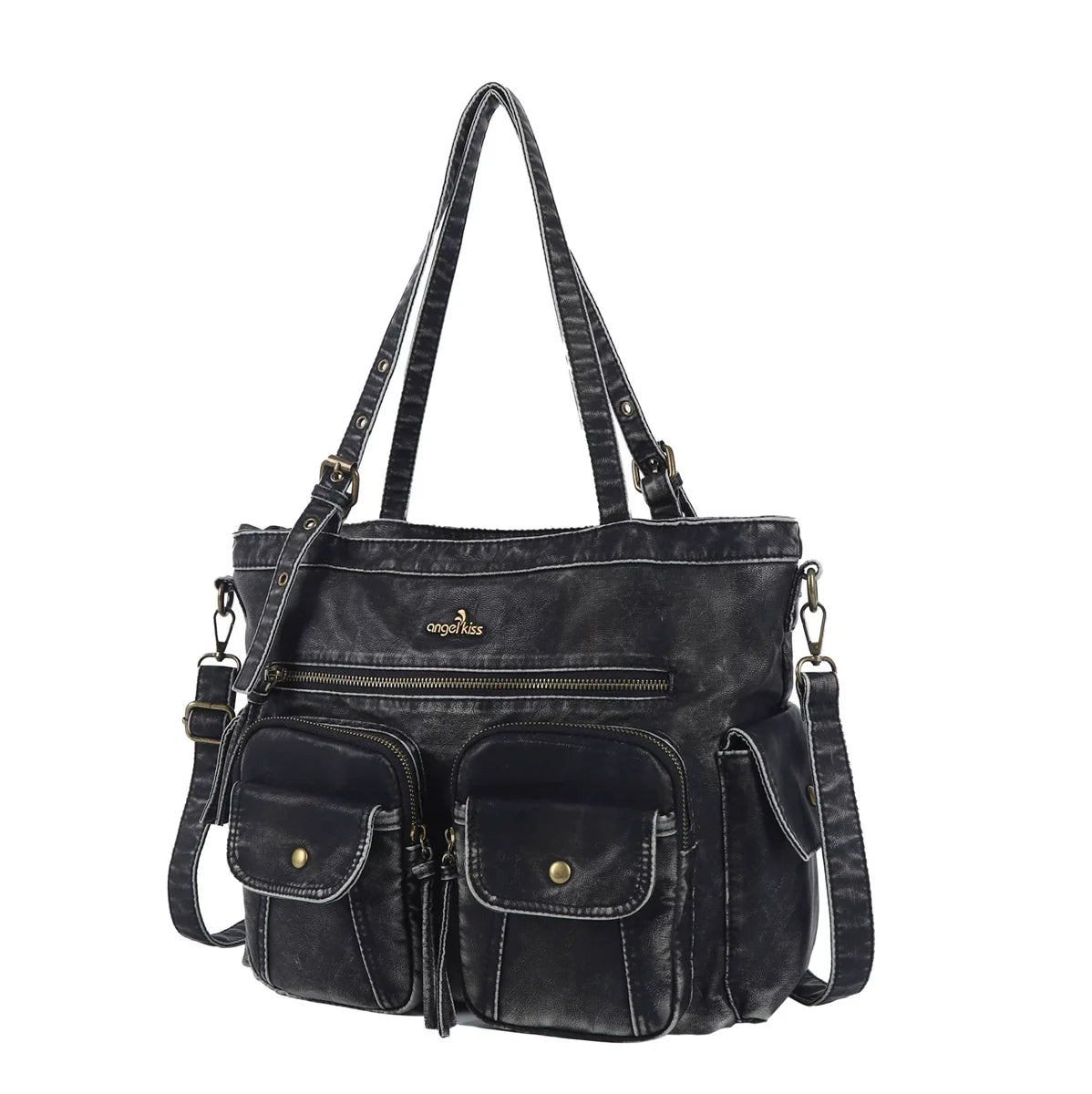 Damen-Schultertasche mit Reißverschluss und Innenfächern für Telefon und Schlüssel - Große Kapazität