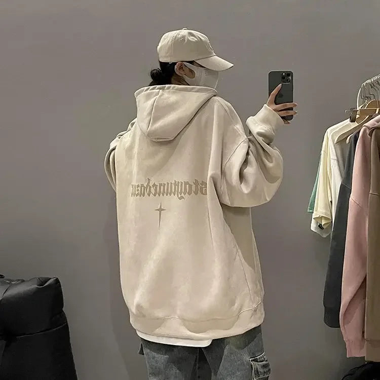 Lässiger Herren-Hoodie mit Rundhalsausschnitt und Vintage-Cartoon-Print – ideal für Herbst und Winter