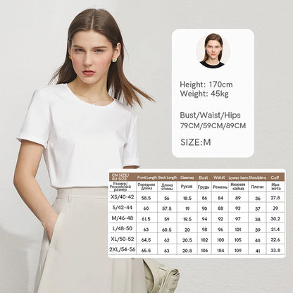 Damen Top im minimalistischen Stil aus einfarbiger mercerisierter Baumwolle