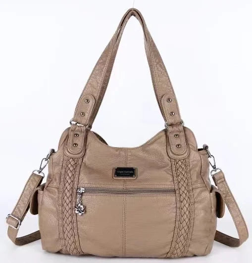 Damen-Schultertasche Aus PU-Leder Mit Reißverschluss Und Innenfächern Großes Stauraumvolumen