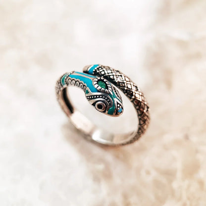 Damen-Ring Schlange mystisch Bohemia mehrfarbig aus Sterlingsilber