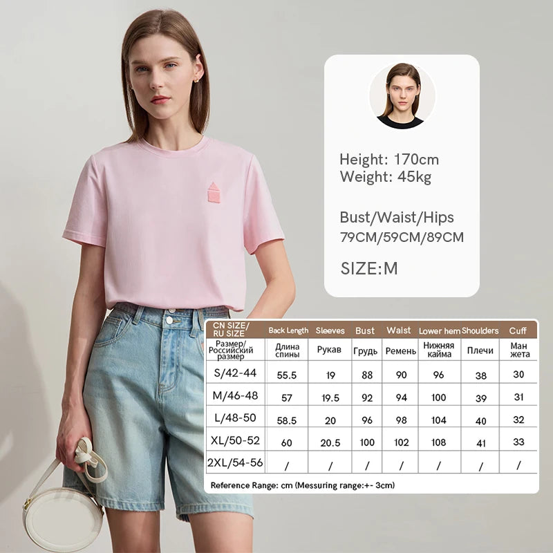 Damen T-Shirt aus Eisprozellan mit Rundhalsausschnitt und antibakteriellen Eigenschaften